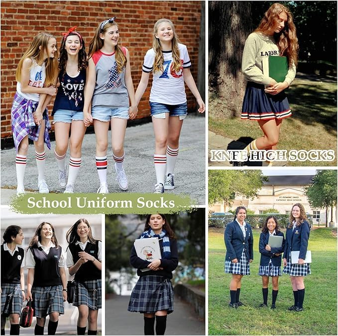 Zando Knee High Socks for Women Striped Athletic Long Tall Tube Socks Outdoor Sports Casual Thigh High Stockings - Image 5